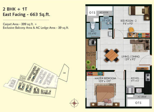 2 BHK + 1T 663 Sq.ft 