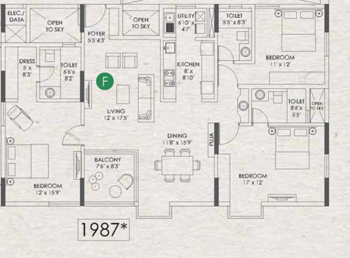 3 BHK 1987 Sqft