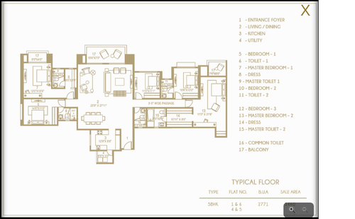 3BHK - Type 1,4,5 & 6, 5 BHK
