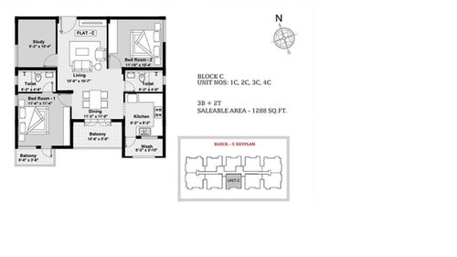 3BHK - Block C - 1C, 2C, 3C, 4C