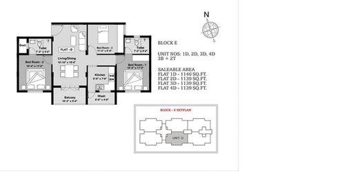 3BHK - Block E - 1D, 2D, 3D, 4D