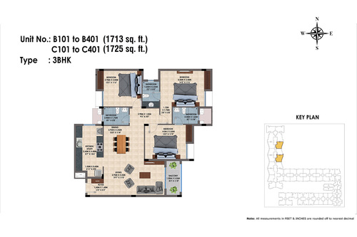 B101 to B401, C101 to C401(3BHK)