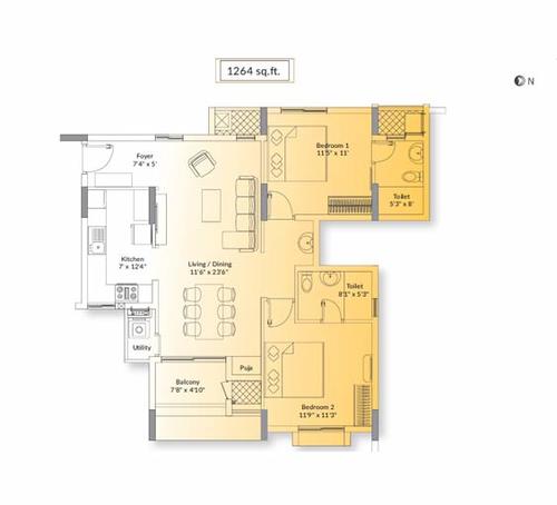 Appaswamy Splendor, Semmencheri - 2 BHK - 1264 sq.ft