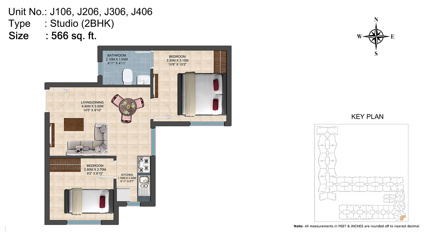 J106, J206, J306, J406(2BHK)