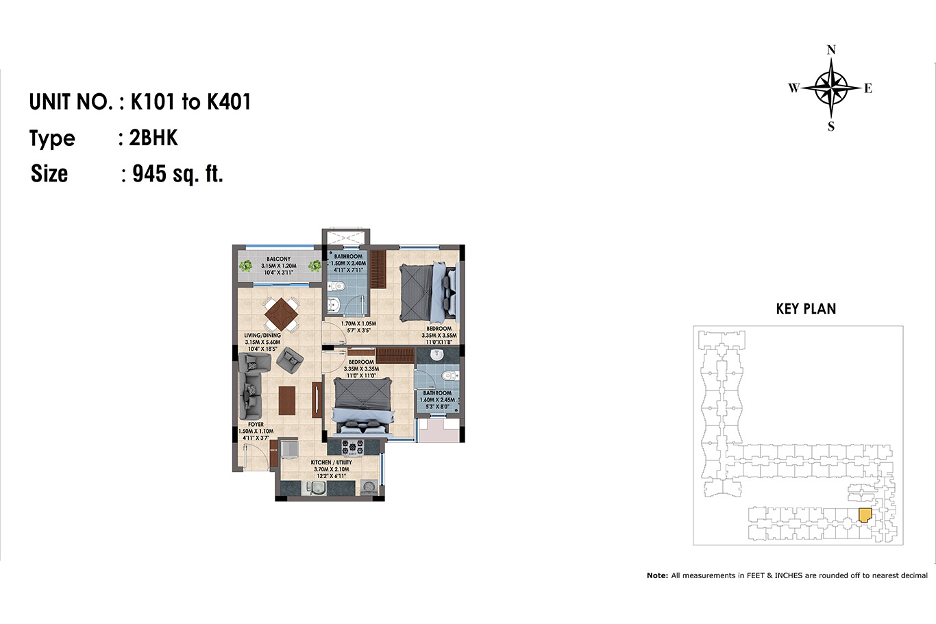 K101 to K401(2BHK)