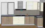 Classic Wood and White L-Modular Kitchen - Design 1
