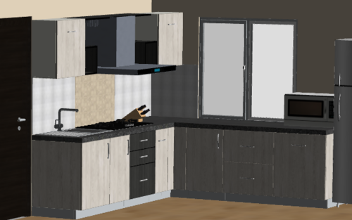 Woodlandl Single Tone L-Modular Kitchen 