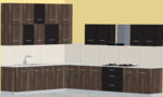 Darkstone Glossy L-Modular Kitchen - Design 1