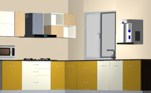 Sunset 3-Tone L-Modular Kitchen
