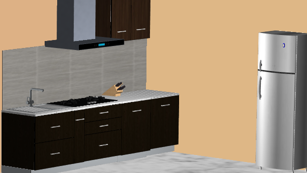 Darkwood Straight L-Modular Kitchen