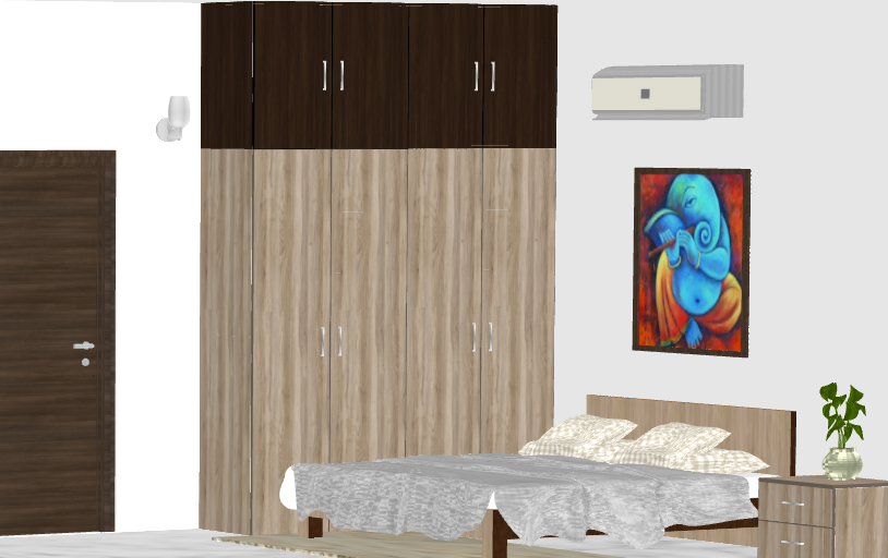 Dual Color Wooden Wardrobe with Loft