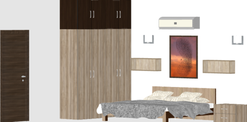 Standalone Light Color Wooden Wardrobe 