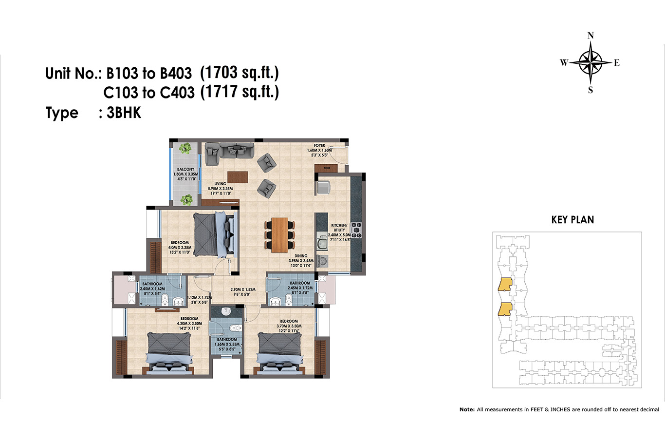 B103 to B403, C103 to C403(3BHK)