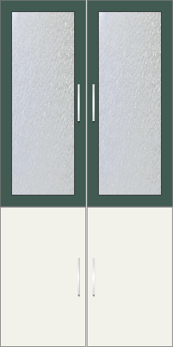 2 Door Wardrobe Design with frosted glass| Hunter Green and White Metal