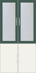 2 Door Wardrobe Design with frosted glass| Hunter Green and White Metal - Design 2