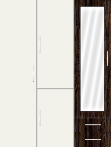 3 Door Wardrobe Design with external drawers and frosted glass| White Metal
