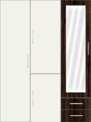 3 Door Wardrobe Design with external drawers and frosted glass| White Metal - Design 1