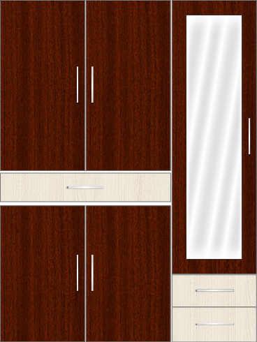 3 Door Wardrobe Design With External Drawers And Mirror Zenterior