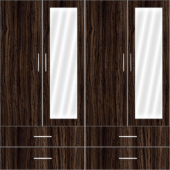 4 Door Wardrobe Design with external drawers and mirror - Design 2