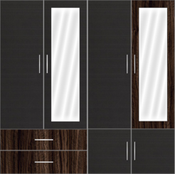 4 Door Wardrobe Design with external drawers and mirrors - Celtic Ebony - Design 2