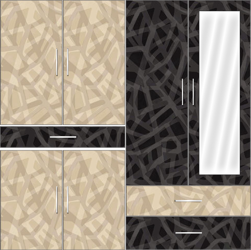 4 Door Wardrobe Design with external drawers and mirrors |  Corn Yellow and Trellis Elegant