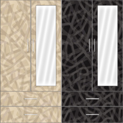 4 Door Wardrobe Design with external drawers and mirrors |  Corn Yellow and Trellis Elegant - Design 1