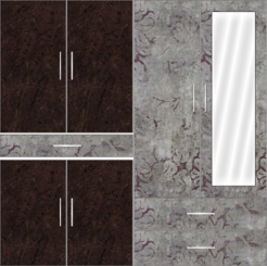 4 Door Wardrobe Design with external drawers and mirrors| Murkey Marble and Rock Painting - Design 1
