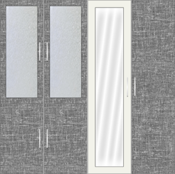4 Door Wardrobe Design with frosted glass and mirrors| City Scape Cambric and White Metal - Design 2