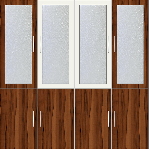 4-Door Wardrobe Design with frosted glass and mirrors - Metal White and Orchard Delight 