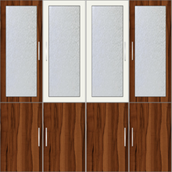 4-Door Wardrobe Design with frosted glass and mirrors - Metal White and Orchard Delight - Design 1