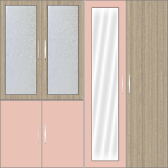 4 Door Wardrobe Design with frosted glass and mirrors | Rose Geranium - Design 1