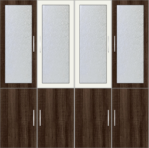 4-Door Wardrobe Design with frosted glass - Tawny Balsam and White Metal