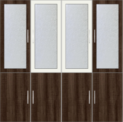4-Door Wardrobe Design with frosted glass - Tawny Balsam and White Metal - Design 1