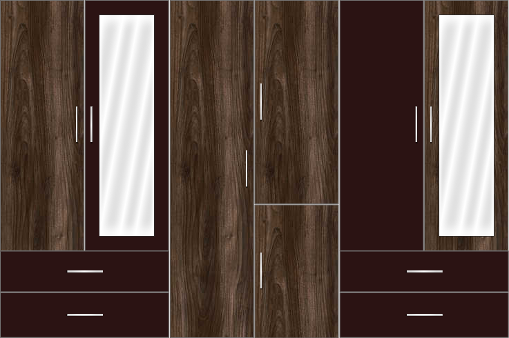 6 Door Wardrobe Design With External Drawers And Mirrors Zenterior