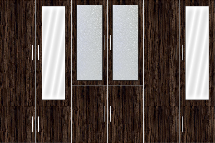 6 Door Wardrobe Design with frosted glass and mirrors