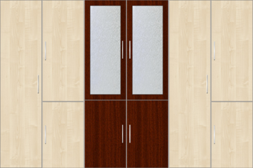 6 Door Wardrobe Design with frosted glass |Hardrock Maple and Mahagony - Design 2