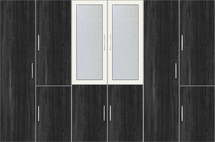 6 Door Wardrobe Design with frosted glass |White Metal and Hinds Black Oak