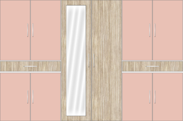 6 Door Wardrobe Design with Mirror and External Drawers | Rose Geranium and Tundra Forest - Design 1