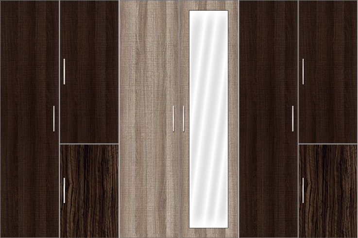 6 Door Wardrobe Design with mirrors | Canterbury Oak and Auburn Oak