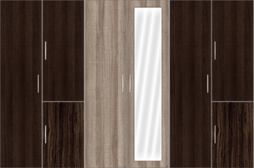 6 Door Wardrobe Design with mirrors | Canterbury Oak and Auburn Oak - Design 1