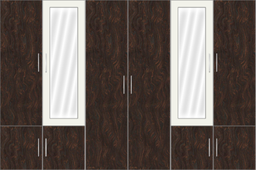 6 Door Wardrobe Design with mirrors |White metal and Carsima Wood - Design 1