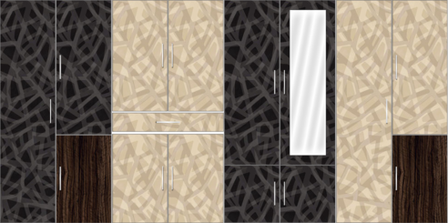 8 Door Wardrobe Design with mirror and external drawers |Trellis Elegant and Corn Yellow Elegant - Design 1