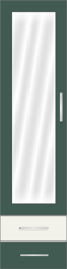 Single Door Wardrobe - Bottle Green / White with Mirror and 2 Drawers - Design 2
