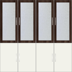 4-Door Wardrobe Design with frosted glass - Acacia - Design 1
