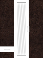 3 Door Wardrobe Design with external drawers and mirror |Murphy Marble and White Metal - Design 1